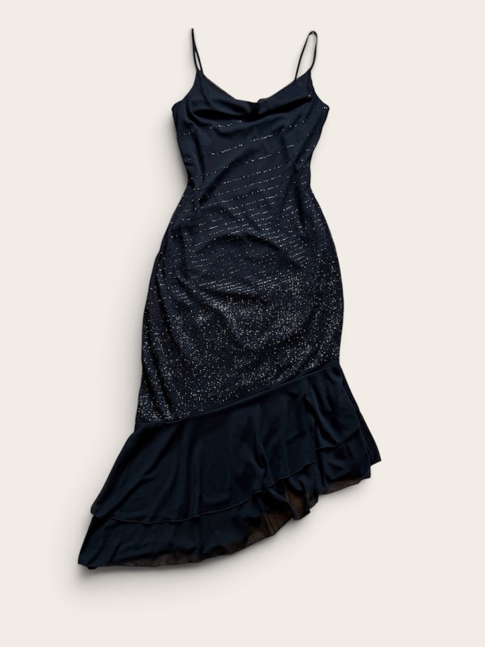 Vintage My Michelle Y2K Black Glitter Asymmetrical Dress Size Small